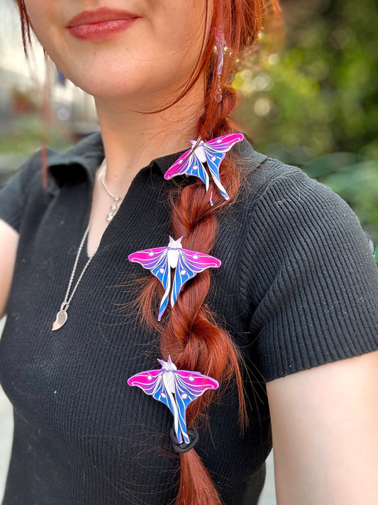 Bi Flag Moth Hair Clips