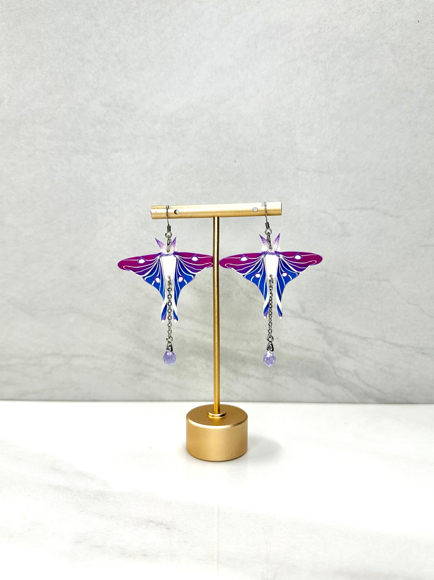 Bi Flag Moth Earrings