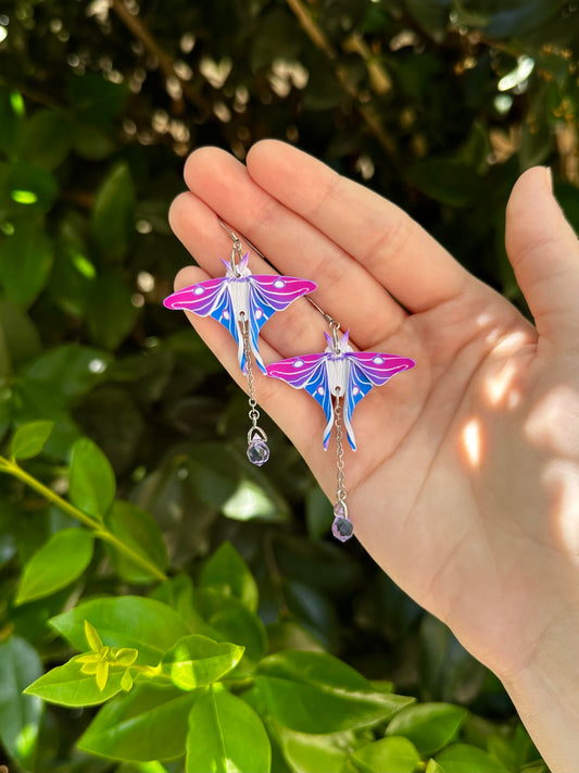Bi Flag Moth Earrings